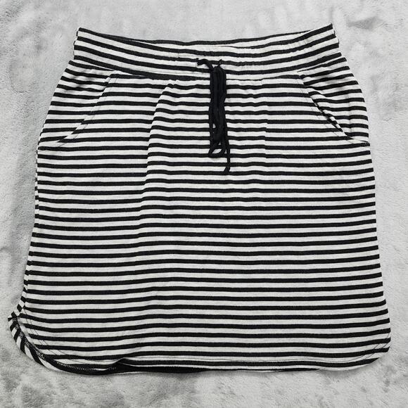 Renee C. Skirt Womens S Black Gray Striped Kaia Knit Drawstring Pockets Lined - Picture 1 of 7